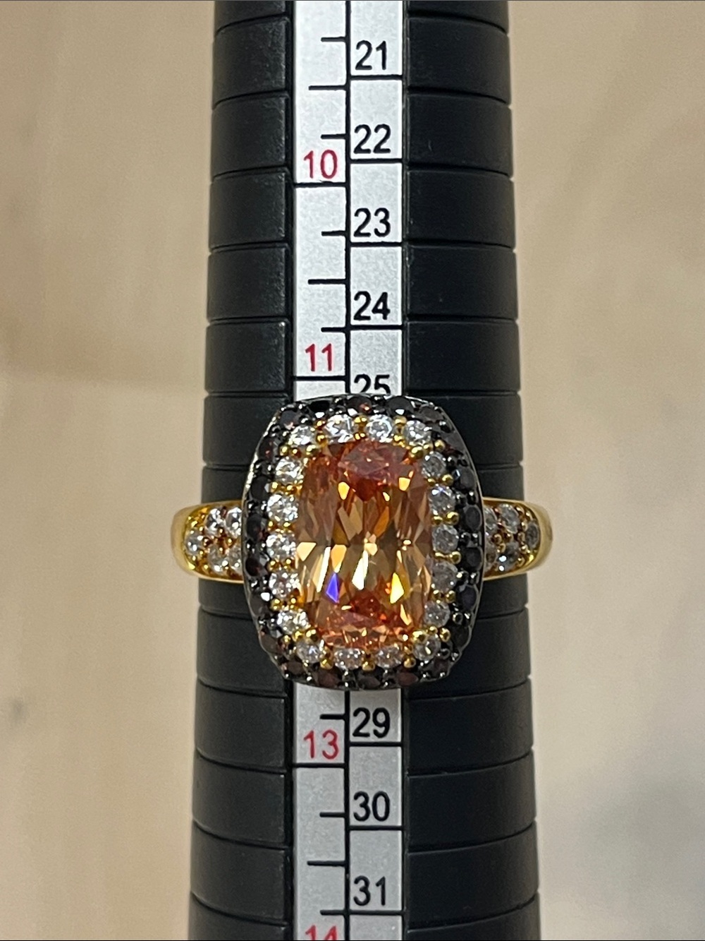 JTV Bella Luce 925 Gold Tone Size 12 Ring w/ Champagne Mocha, Diamonds & Yellow